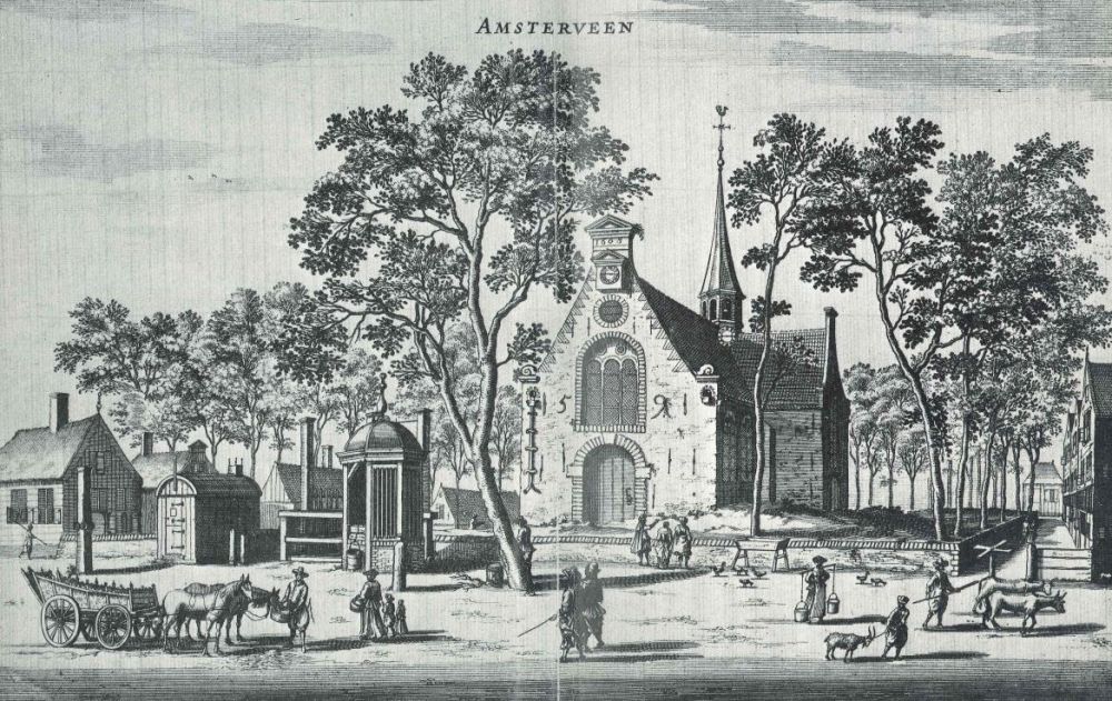 Tekening Dorpsplein uit 1663.