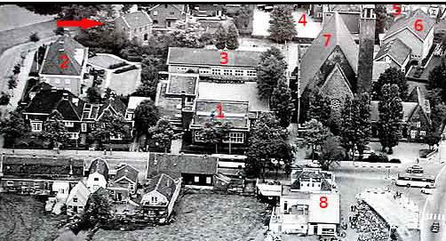 Luchtfoto van de kruising Amsterdamseweg en Parklaan uit 1960.