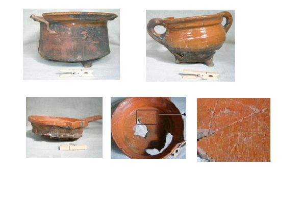 Sporen van vuur, slijtage en snijden.