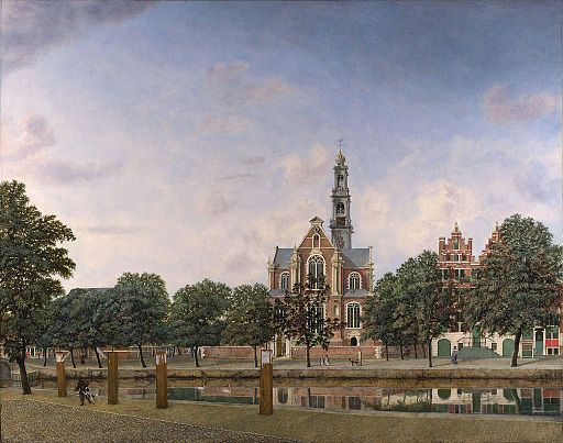 De door Hendrick de Keyser ontworpen Westerkerk, geschilderd door Jan van der Heyden (1660)