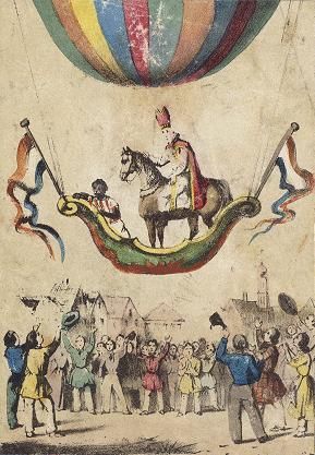 Sinterklaas vertrekt in een luchtballon