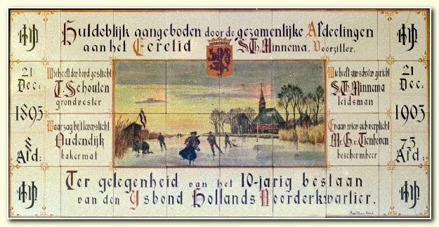Tegeltableau van de IJsbond Hollands Noorderkwartier uit 1905.