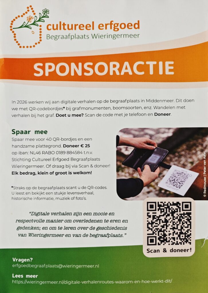 Sponsoractie begraafplaats Wieringermeer
